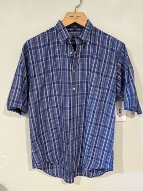 Vintage Christian Dior Monsieur Plaid Short-Sleeve Button-Down Shirt